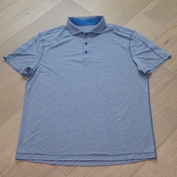 Lululemon Polo Shirt Men's sz XL Blue Evolution Active/Golf/Tennis Polo Shirt - Picture 1 of 9